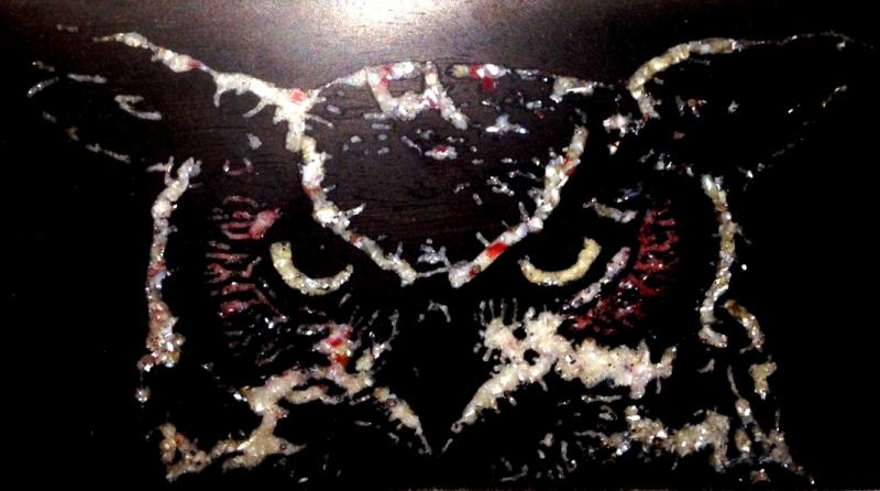 pearl inlay in ebony owl